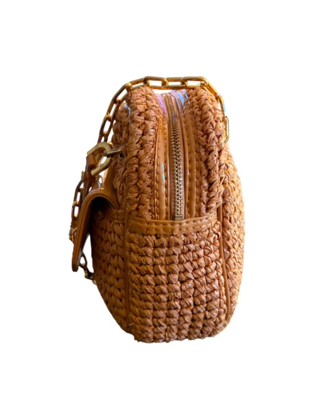 Tory Burch Straw Turnlock Mini Crossbody Bag with Tags